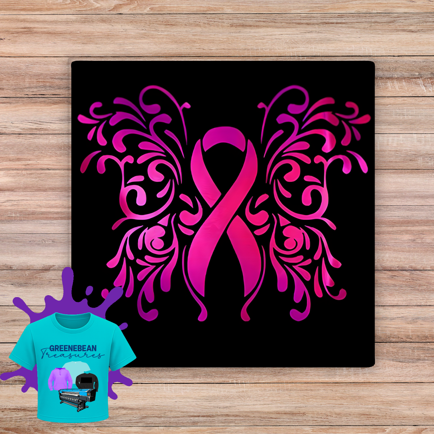 BREAST CANCER BUTTERFLY 2X2 MAGNET