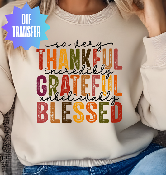 Thankful Grateful Blessed DTF