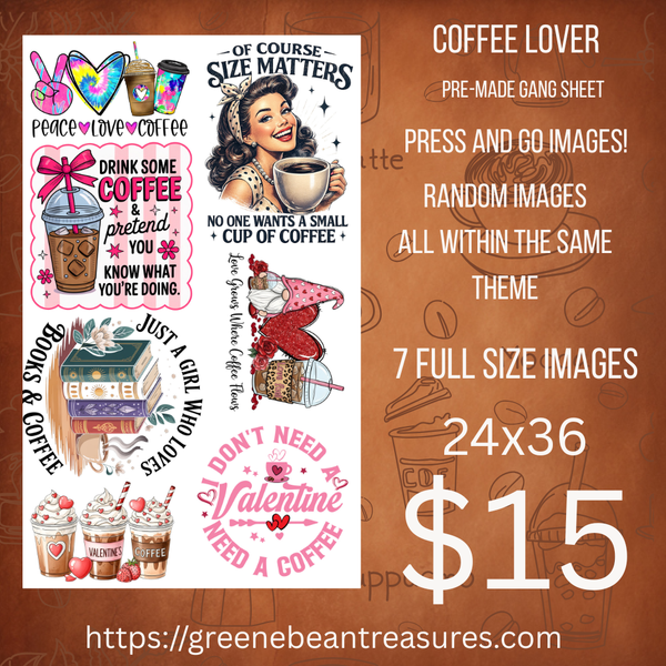Pre-made Coffee theme Gang Sheet