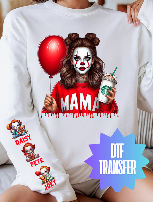 Spooky Clown Mama DTF Transfer